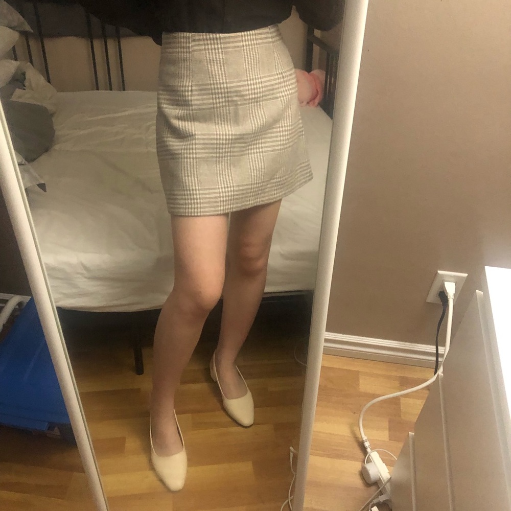 Plaid wool A line skirt